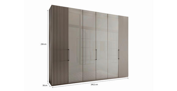 DREHTÜRENSCHRANK 300/236/58 cm 6-türig Hellgrau - Schieferfarben/Hellgrau, Design, Glas/Holzwerkstoff (300/236/58cm) - Novel