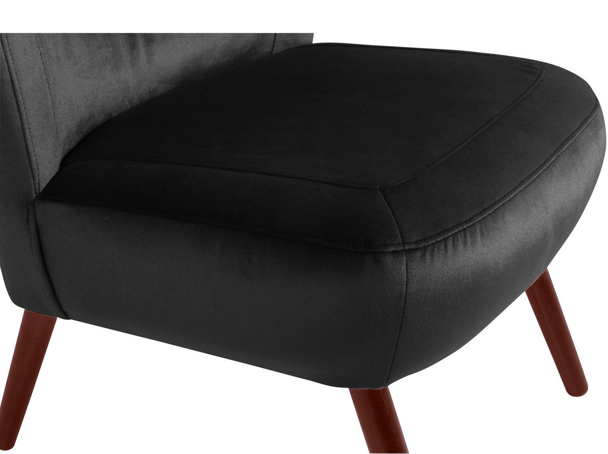 SESSEL in Samt, Velours Schwarz  - Nussbaumfarben/Schwarz, Design, Holz/Holzwerkstoff (70/86/69cm) - Max Winzer