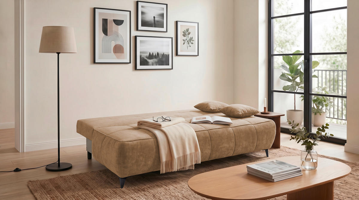 SCHLAFSOFA ELISA in Webstoff Braun  - Schwarz/Braun, MODERN, Kunststoff/Textil (215/96/106cm) - MID.YOU