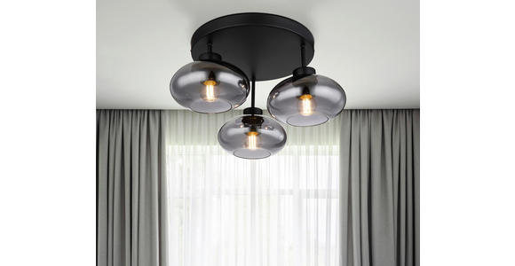 DECKENLEUCHTE 40/24 cm - Schwarz, Design, Glas/Metall (40/24cm) - Novel