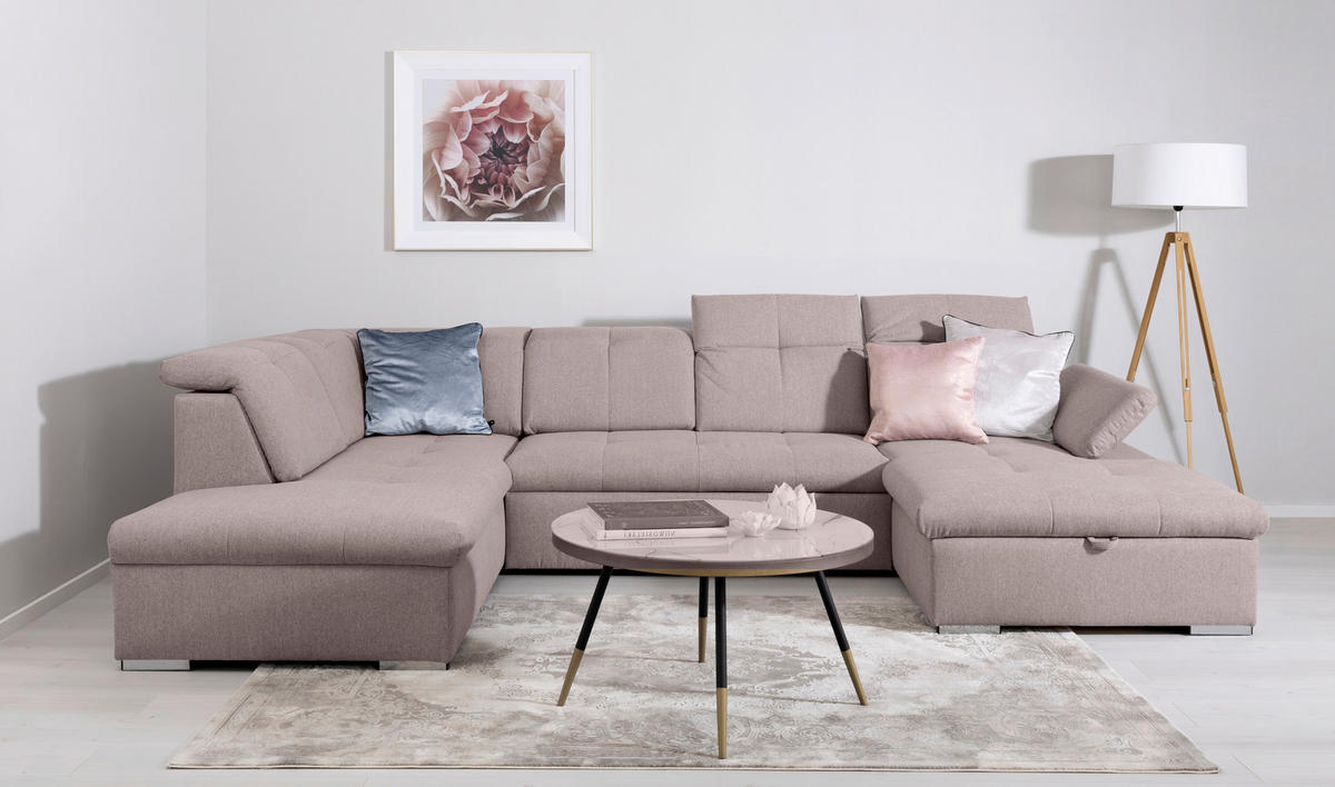 WOHNLANDSCHAFT - Taupe/Grau, Design, Textil/Metall (215/328/173cm) - MID.YOU
