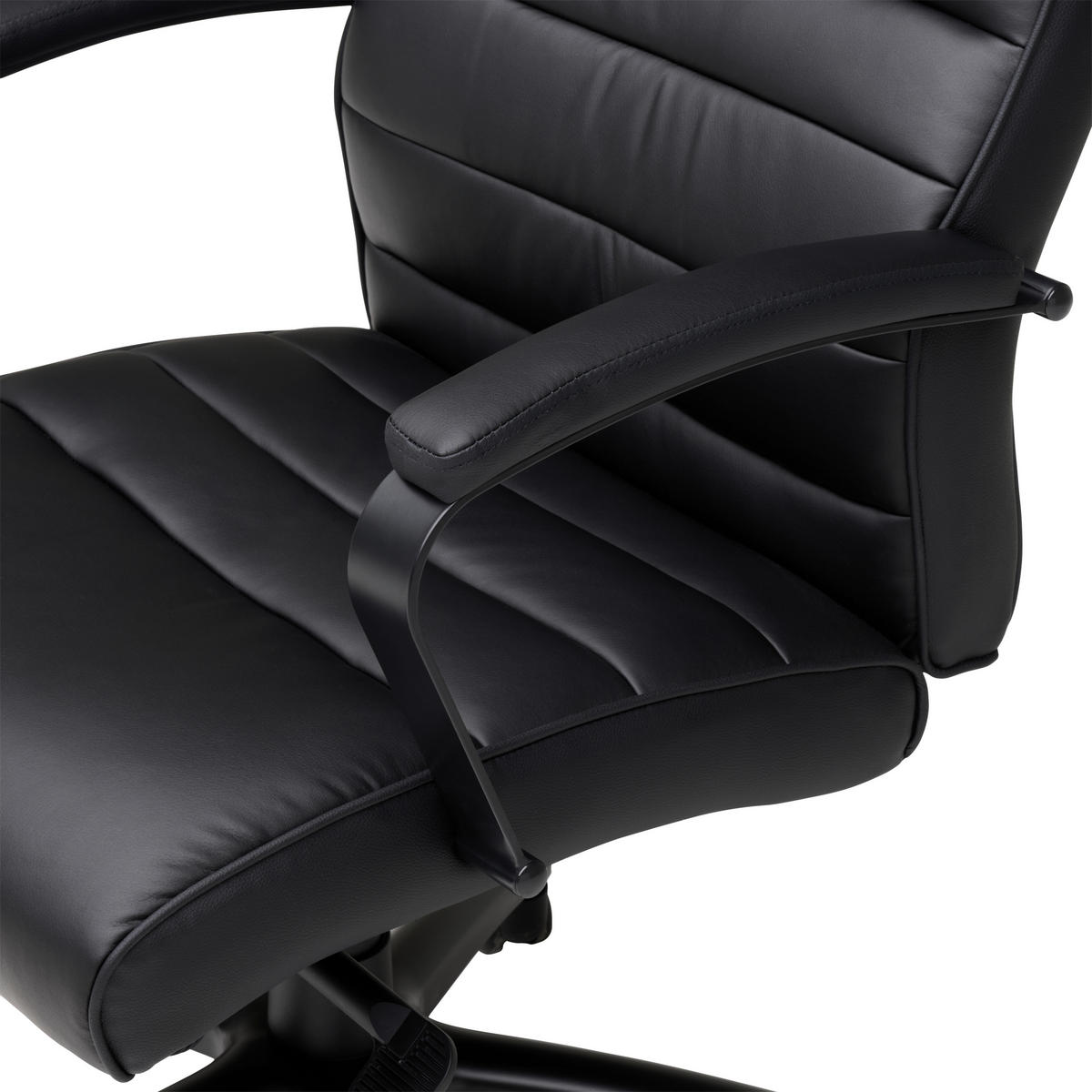 CHEFSESSEL  in Lederlook Schwarz, Chromfarben  - Chromfarben/Schwarz, MODERN, Kunststoff/Textil (64/115/121/69cm) - MID.YOU