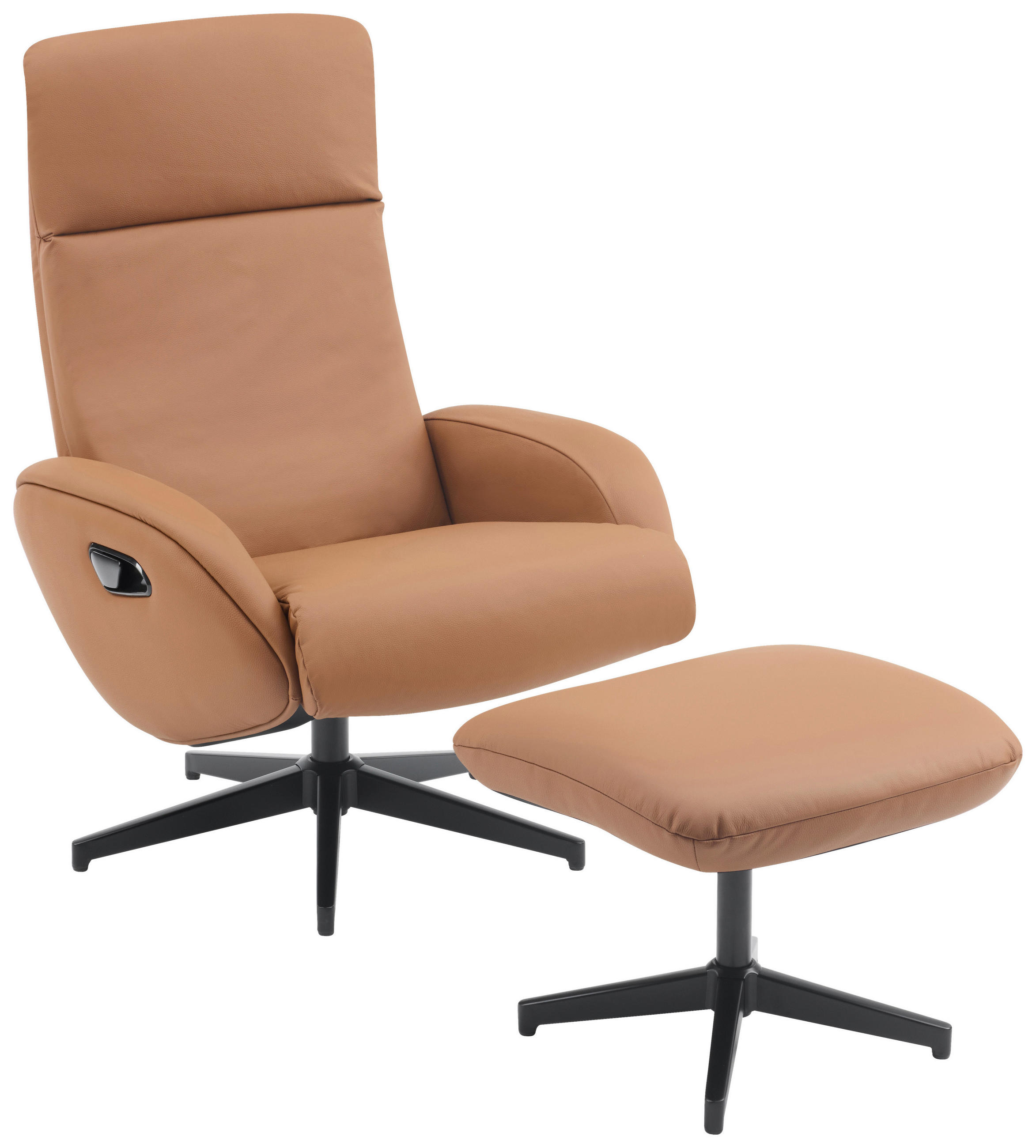 RELAXSESSELSET Lederlook Echtleder Hocker    - Schwarz/Braun, Design, Leder/Textil (77/107/75cm) - Livetastic