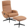 RELAXSESSELSET Lederlook Echtleder Hocker    - Schwarz/Braun, Design, Leder/Textil (77/107/75cm) - Livetastic