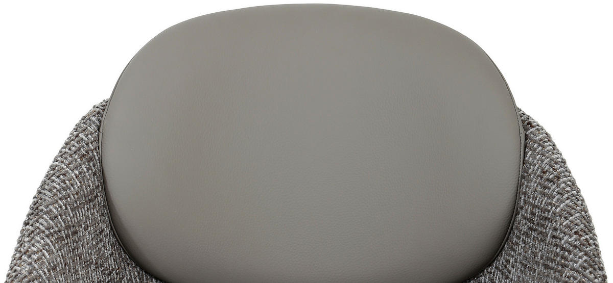 ARMLEHNSTUHL  in Eisen Leinenoptik Echtleder pigmentiert  - Khaki/Schwarz, Design, Leder/Textil (60/80,5/62cm) - Novel