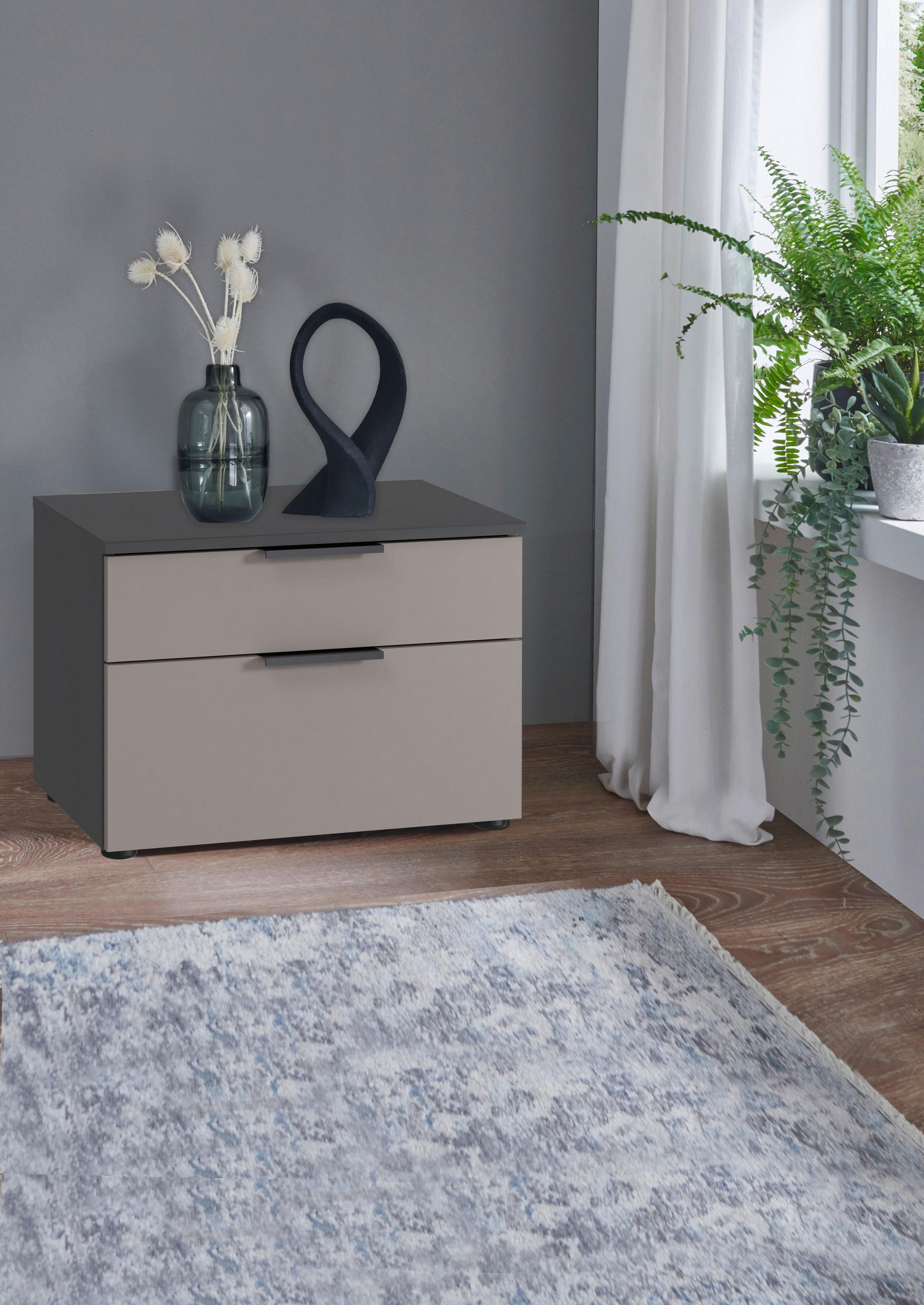 NACHTSCHRANK 54/47/41 cm  - Graphitfarben/Schwarz, Design, Holzwerkstoff/Kunststoff (54/47/41cm) - Boxxx