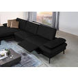 ECKSOFA in Echtleder Schwarz  - Schwarz, Design, Leder/Metall (157/325cm) - Dieter Knoll