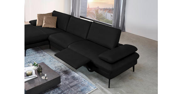 ECKSOFA in Echtleder Schwarz  - Schwarz, Design, Leder/Metall (157/325cm) - Dieter Knoll