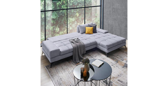 ECKSOFA Hellgrau Webstoff - Hellgrau/Schwarz, Design, Textil/Metall (315/212cm) - Carryhome