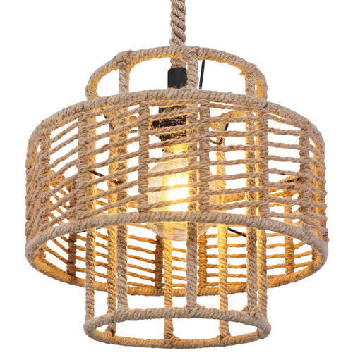 HÄNGELEUCHTE 35/120 cm   - Schwarz/Braun, Basics, Naturmaterialien/Metall (35/120cm) - Globo