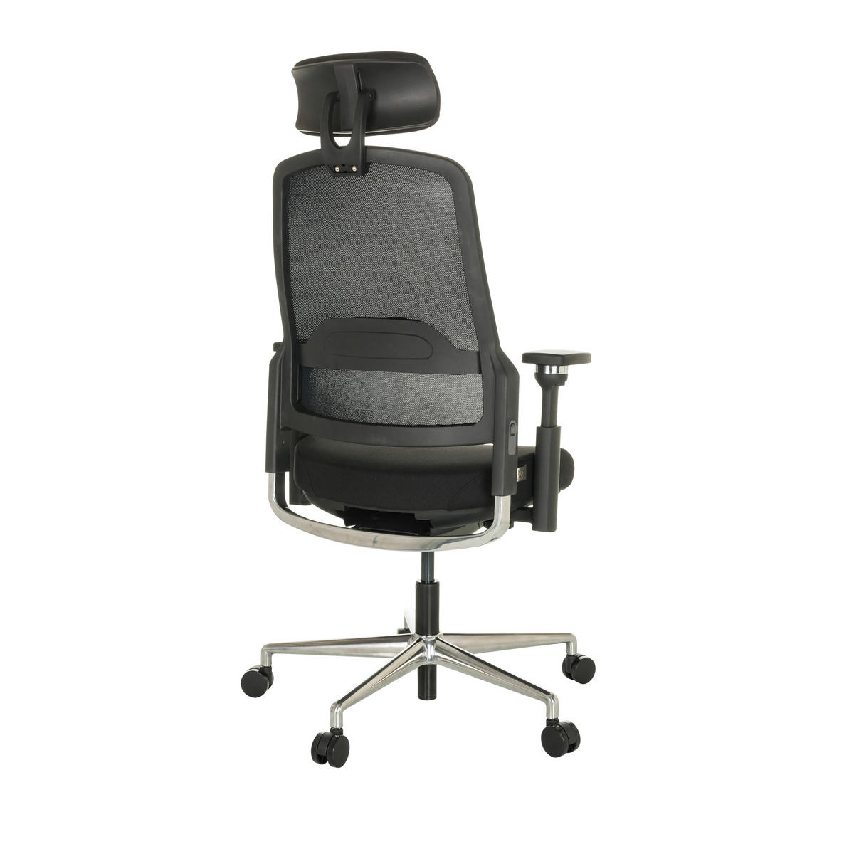 DREHSTUHL Schwarz  - Silberfarben/Schwarz, Basics, Kunststoff/Textil (65/111-126/61cm) - MID.YOU