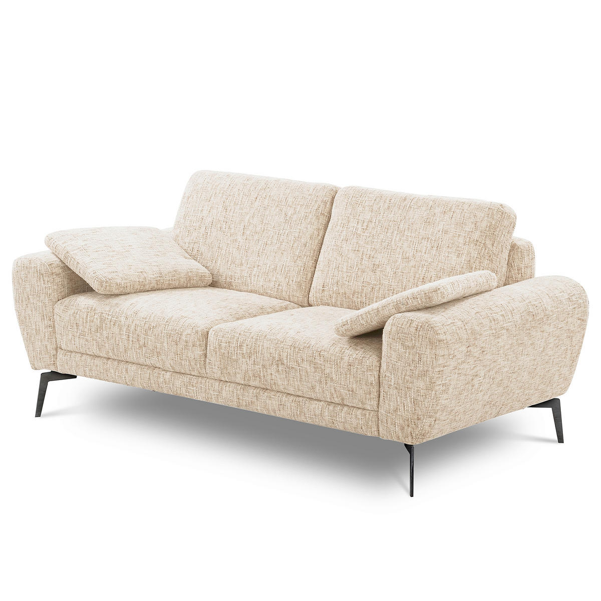2-SITZER-SOFA SPRING Webstoff Beige  - Beige/Schwarz, Design, Textil/Metall (157/85/92cm) - Livetastic