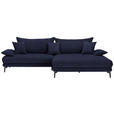 ECKSOFA in Flachgewebe Schwarz  - Schwarz, MODERN, Textil/Metall (297/173cm) - Carryhome