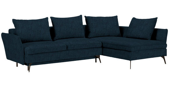 ECKSOFA in Webstoff Petrol 282/182 cm - Petrol/Schwarz, MODERN, Textil/Metall (282/182cm) - Carryhome