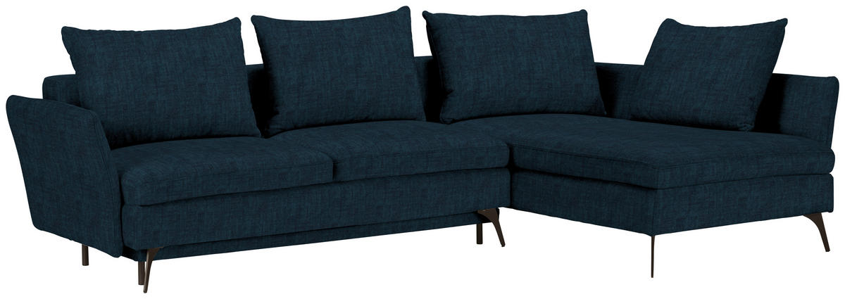 ECKSOFA in Webstoff Petrol  - Petrol/Schwarz, Modern, Textil/Metall (282/182cm) - Carryhome