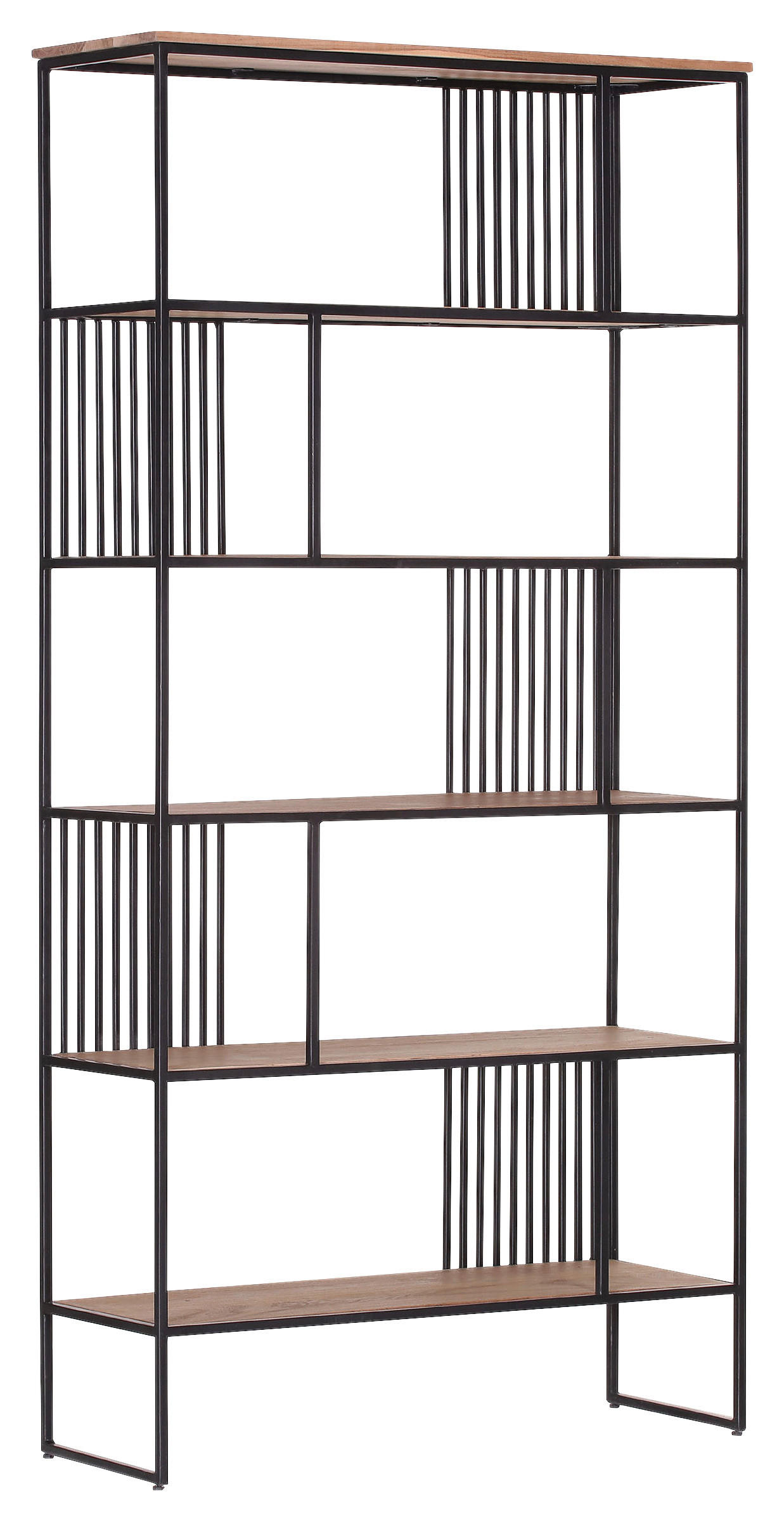 REGAL Schwarz, Akaziefarben  100/200/35 cm  - Schwarz/Akaziefarben, Trend, Holz/Metall (100/200/35cm) - Carryhome