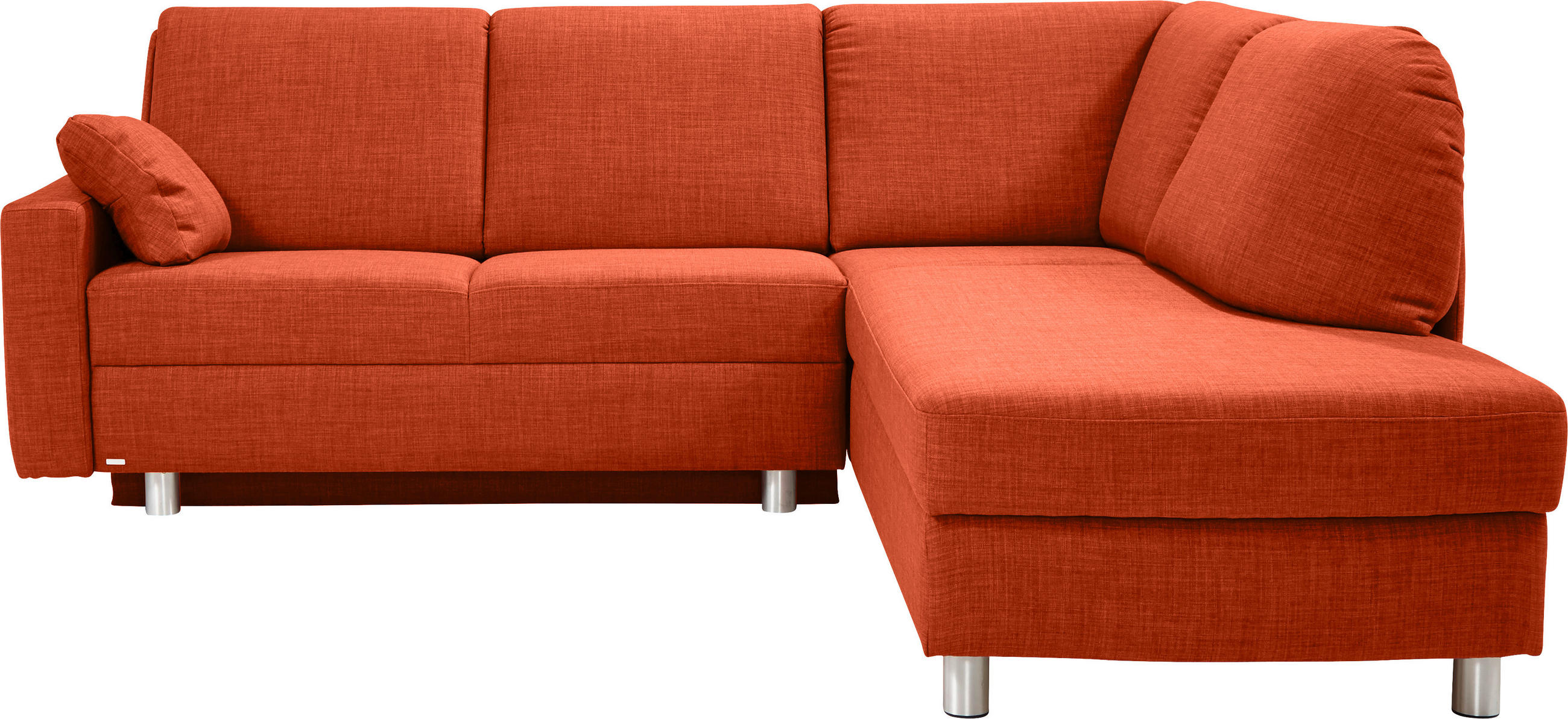 ECKSOFA in Chenille Orange  227/208 cm  - Alufarben/Orange, KONVENTIONELL, Textil/Metall (227/208cm) - Sedda