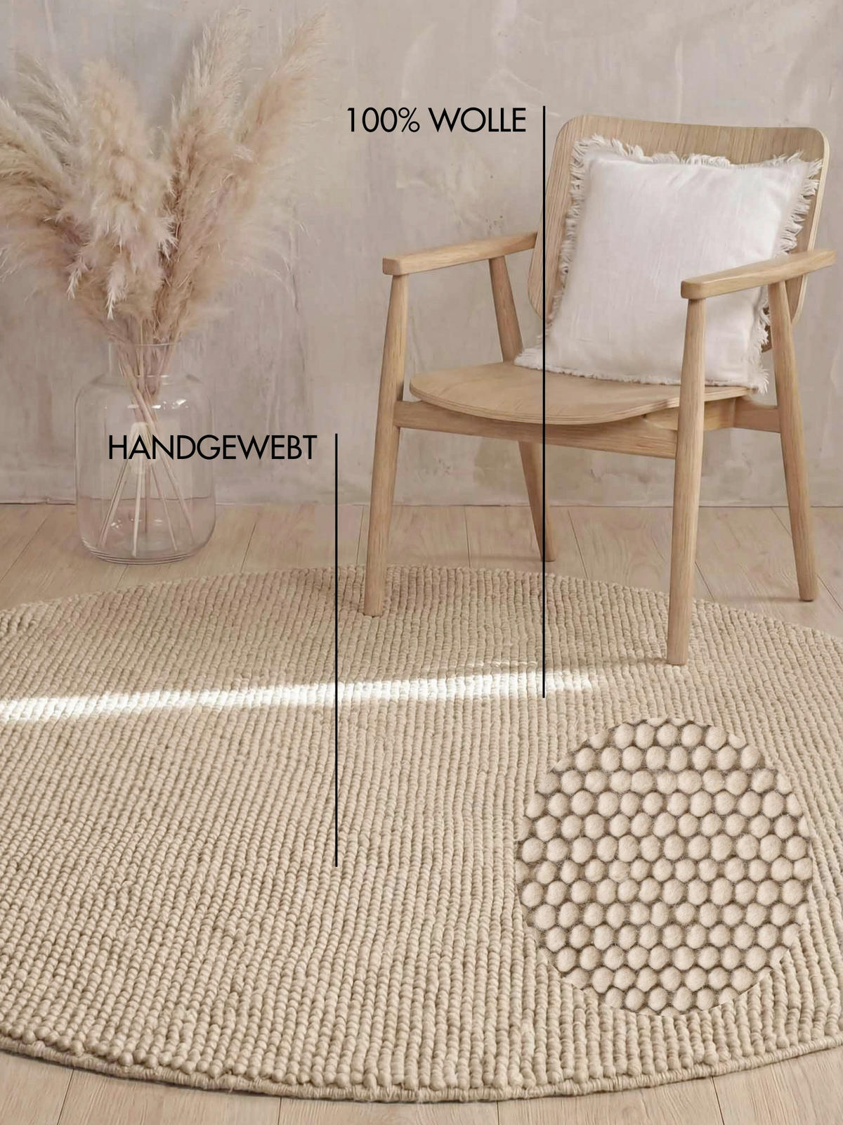 WOLLTEPPICH 200 cm Richmond Beige rund  - Beige, KONVENTIONELL, Textil (200cm) - Ted Baker