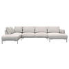 WOHNLANDSCHAFT Hellgrau Webstoff, Flachgewebe  - Hellgrau/Schwarz, Design, Textil/Metall (206/376/148cm) - Livetastic