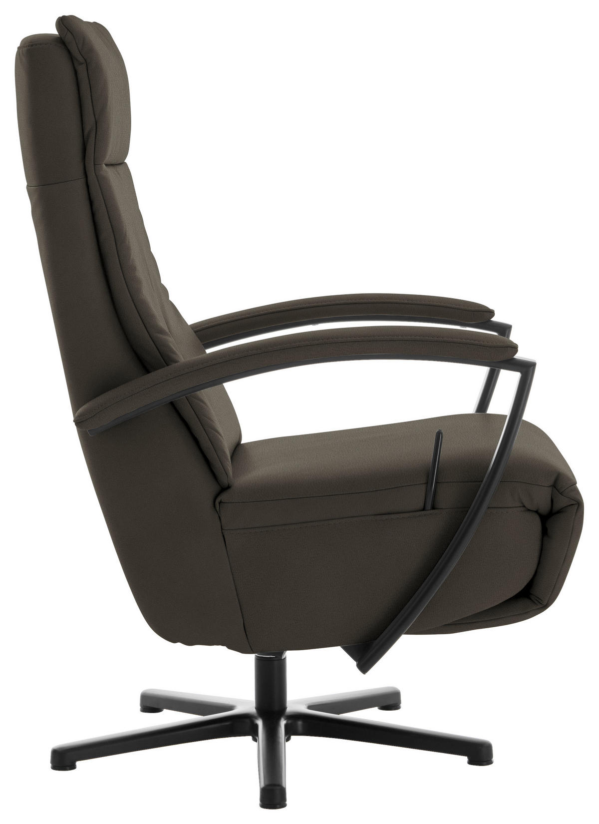 RELAXSESSEL in Leder Graubraun  - Graubraun/Schwarz, Design, Leder/Metall (76/112/83cm) - Beldomo Speed