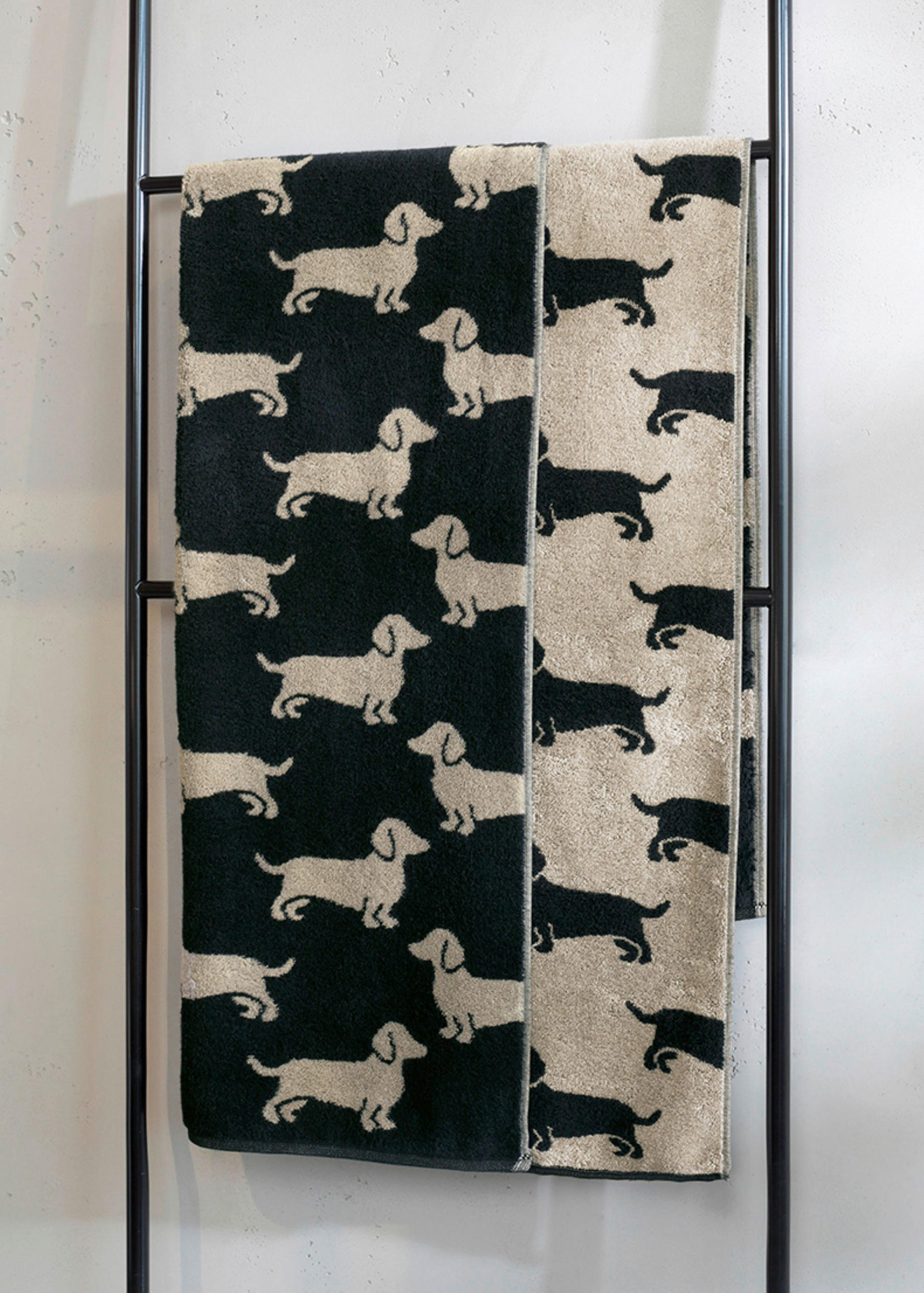 OSUŠKA DO SPRCHY, 80/150 cm, černá, béžová - černá/béžová, Basics, textil (80/150cm) - Cawoe