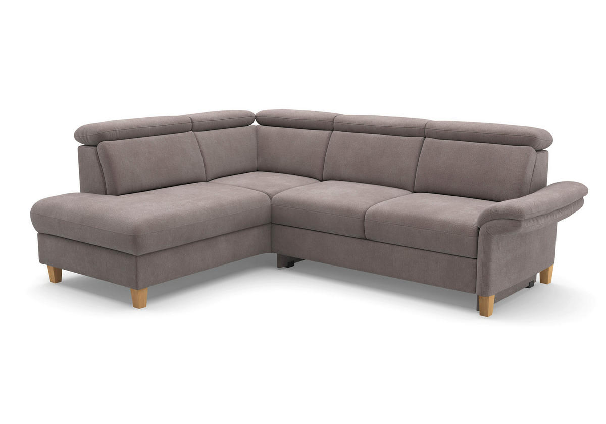 ECKSOFA GLENDALE E Taupe Flachgewebe  - Taupe/Eichefarben, KONVENTIONELL, Holz/Textil (193/247cm) - Sit & More