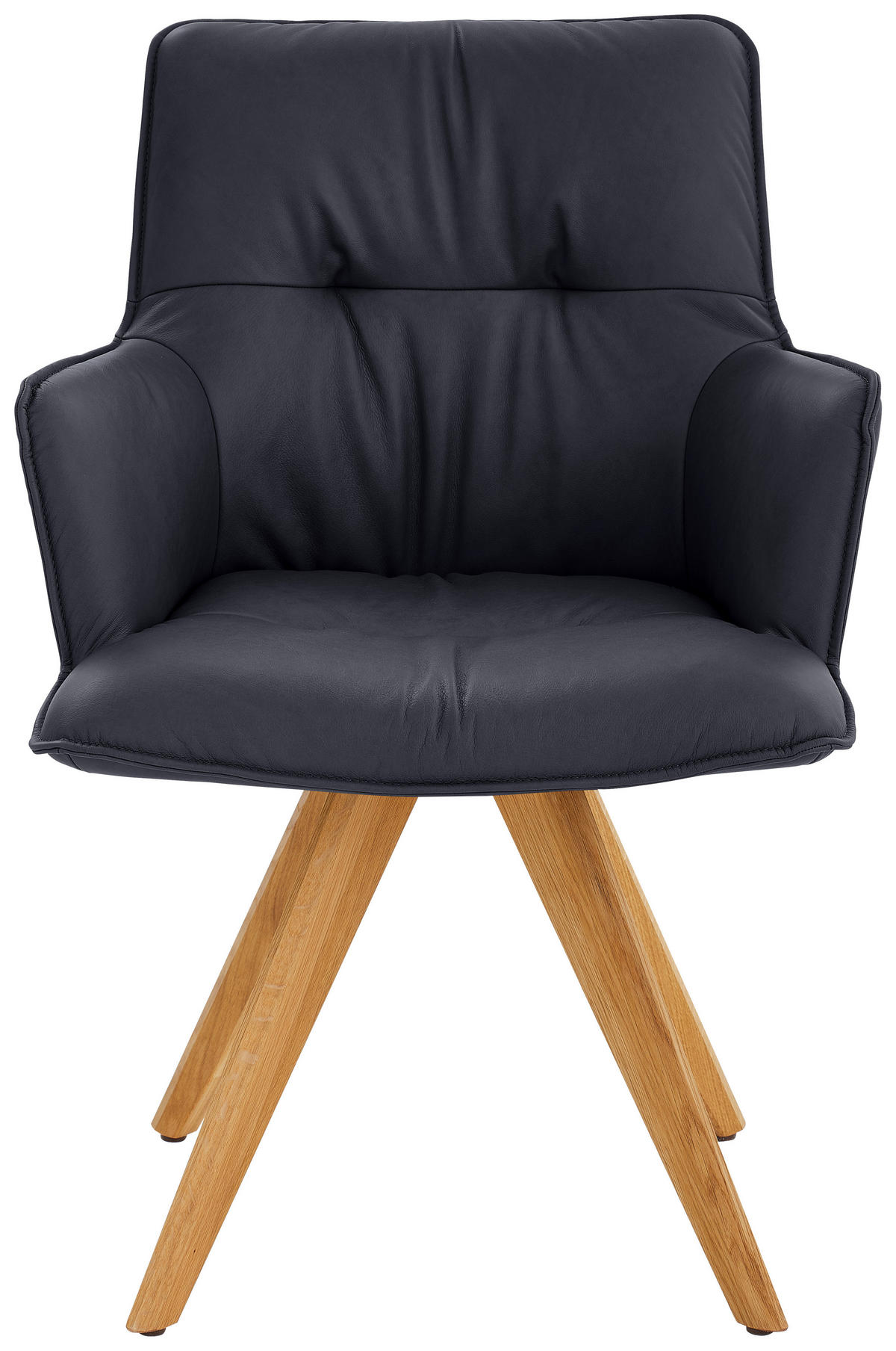 ARMLEHNSTUHL  in Echtleder pigmentiert  - Eichefarben/Dunkelblau, Design, Leder/Holz (59/89/63cm) - Dieter Knoll
