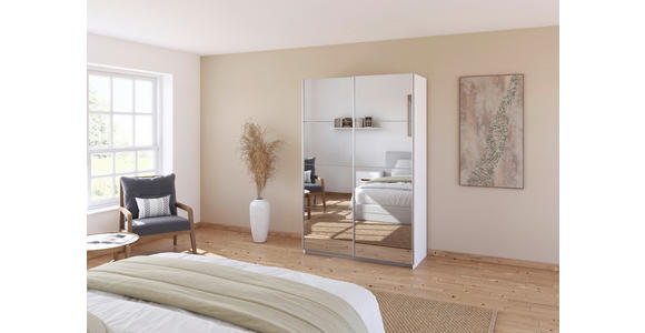 SCHWEBETÜRENSCHRANK  in Weiß  - Alufarben/Weiß, KONVENTIONELL, Glas/Holzwerkstoff (181/229/62cm) - Xora