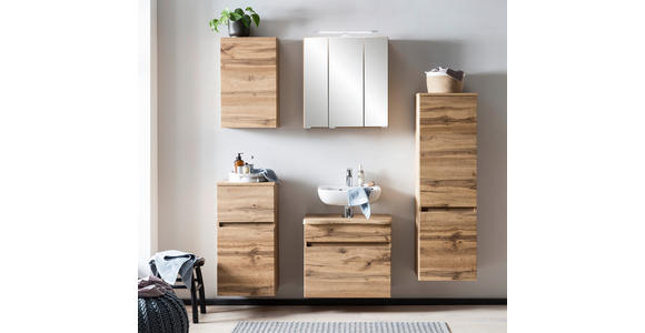 MIDISCHRANK 40/130/35 cm - Eiche Wotan/Silberfarben, Natur, Holzwerkstoff/Kunststoff (40/130/35cm) - Xora