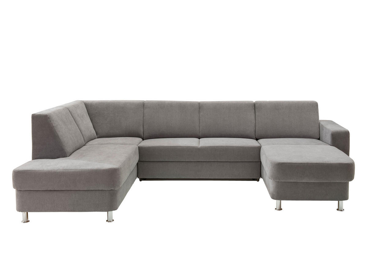 WOHNLANDSCHAFT in Chenille Grau  - Chromfarben/Multicolor, Design, Kunststoff/Textil (198/301/165cm) - Xora