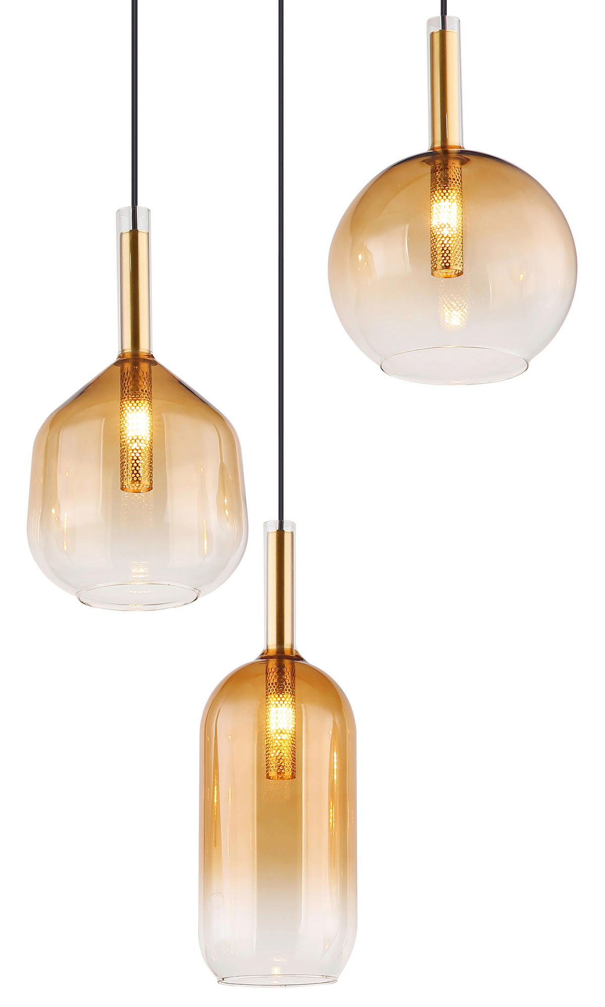 HÄNGELEUCHTE 43/150 cm  - Klar/Messingfarben, KONVENTIONELL, Glas/Metall (43/150cm) - Globo