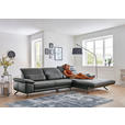 ECKSOFA  in Echtleder Anthrazit  193/332 cm  - Anthrazit/Schwarz, Design, Leder/Metall (193/332cm) - Dieter Knoll
