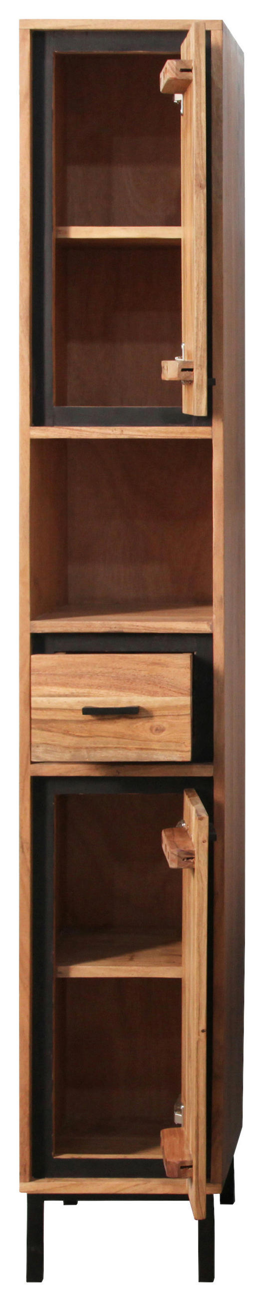 HOCHSCHRANK 30/190/32 cm  - Schwarz/Akaziefarben, KONVENTIONELL, Holz/Metall (30/190/32cm) - Landscape