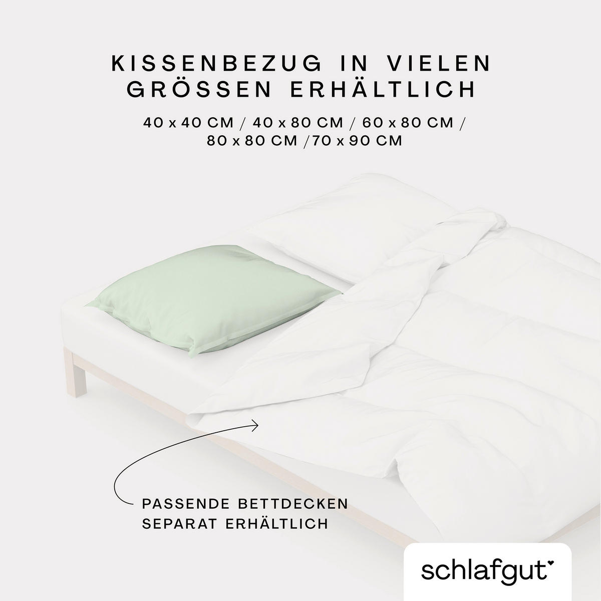 KISSENHÜLLE WOVEN SATIN 40/40 cm  - Hellgrün, Basics, Textil (40/40cm) - Schlafgut