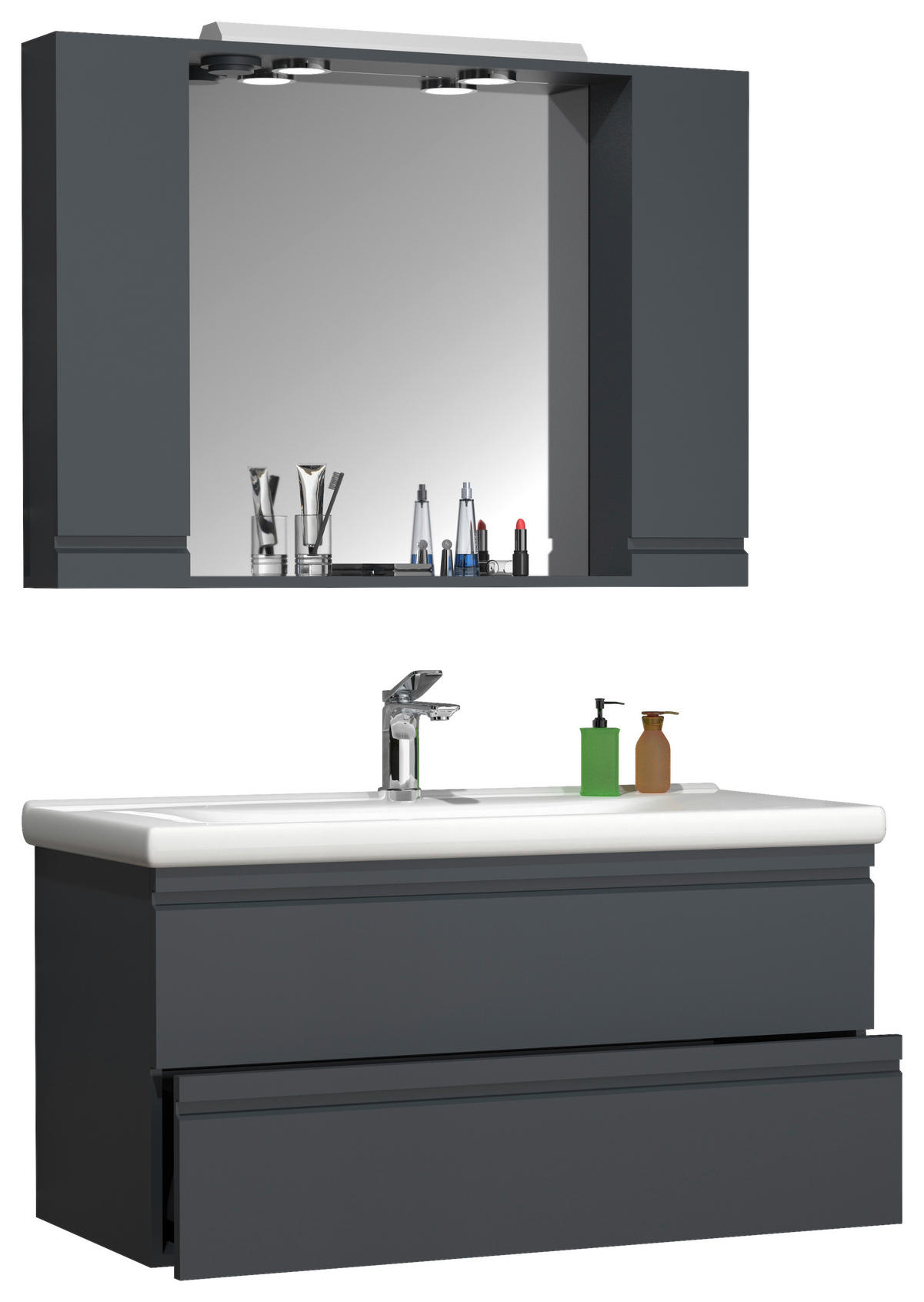 BADEZIMMER 3-teilig  in 100 cm  - Anthrazit/Weiß, MODERN, Glas/Keramik (100cm) - MID.YOU