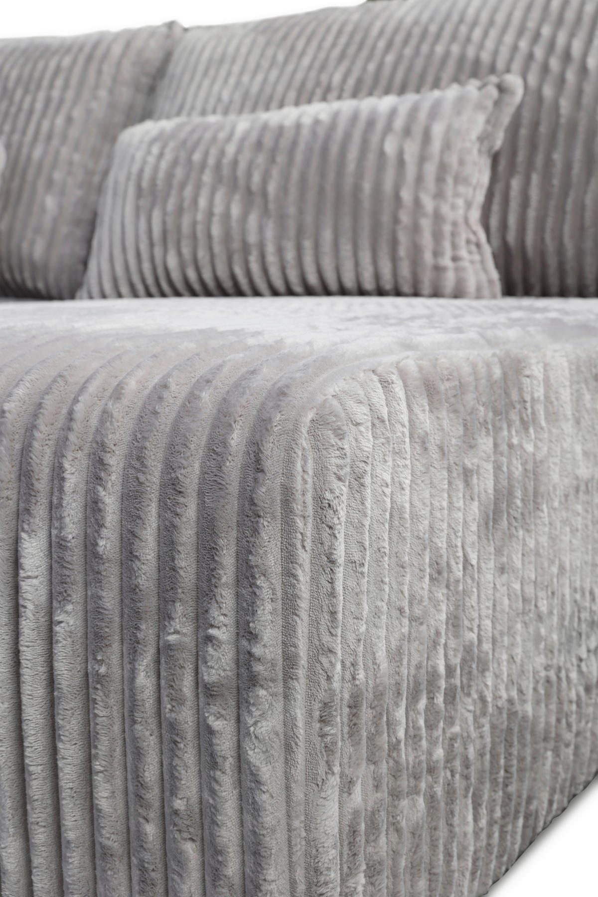 ECKSOFA in Cord Hellgrau  - Hellgrau/Schwarz, Modern, Holz/Textil (210/145cm) - MID.YOU
