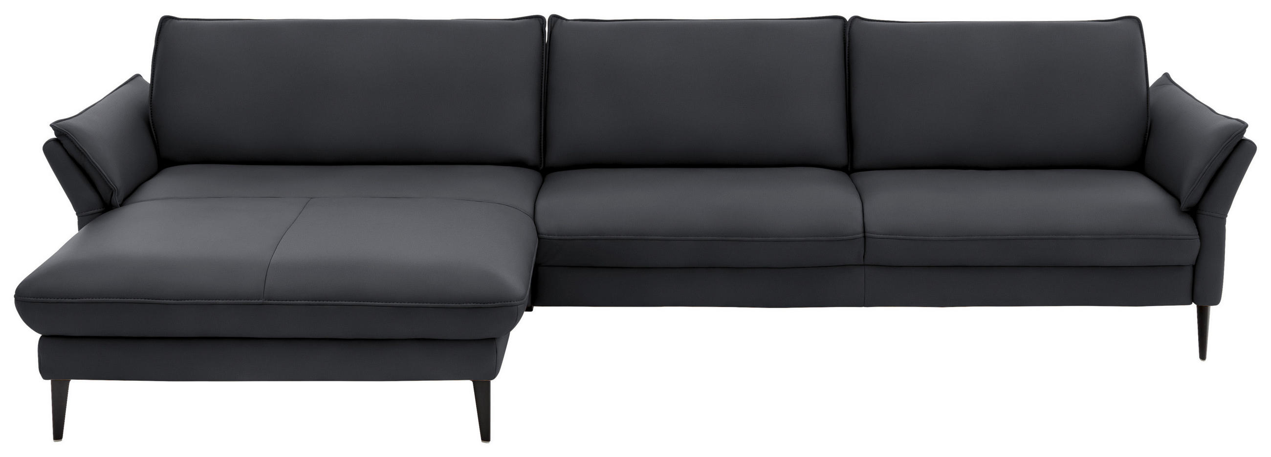 ECKSOFA Anthrazit Echtleder  - Anthrazit/Schwarz, Design, Leder/Metall (172/334cm) - Hukla