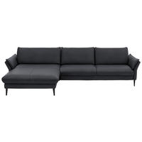ECKSOFA in Echtleder Anthrazit  - Anthrazit/Schwarz, Design, Leder/Metall (172/334cm) - Hukla
