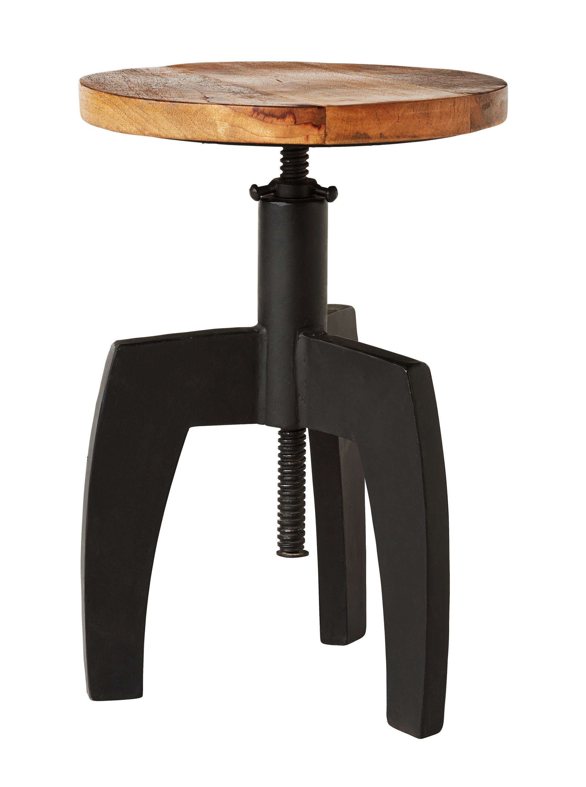 HOCKER in Holz, Metall Naturfarben, Schwarz  - Schwarz/Naturfarben, Trend, Holz/Metall (36/48/36cm) - Ambia Home