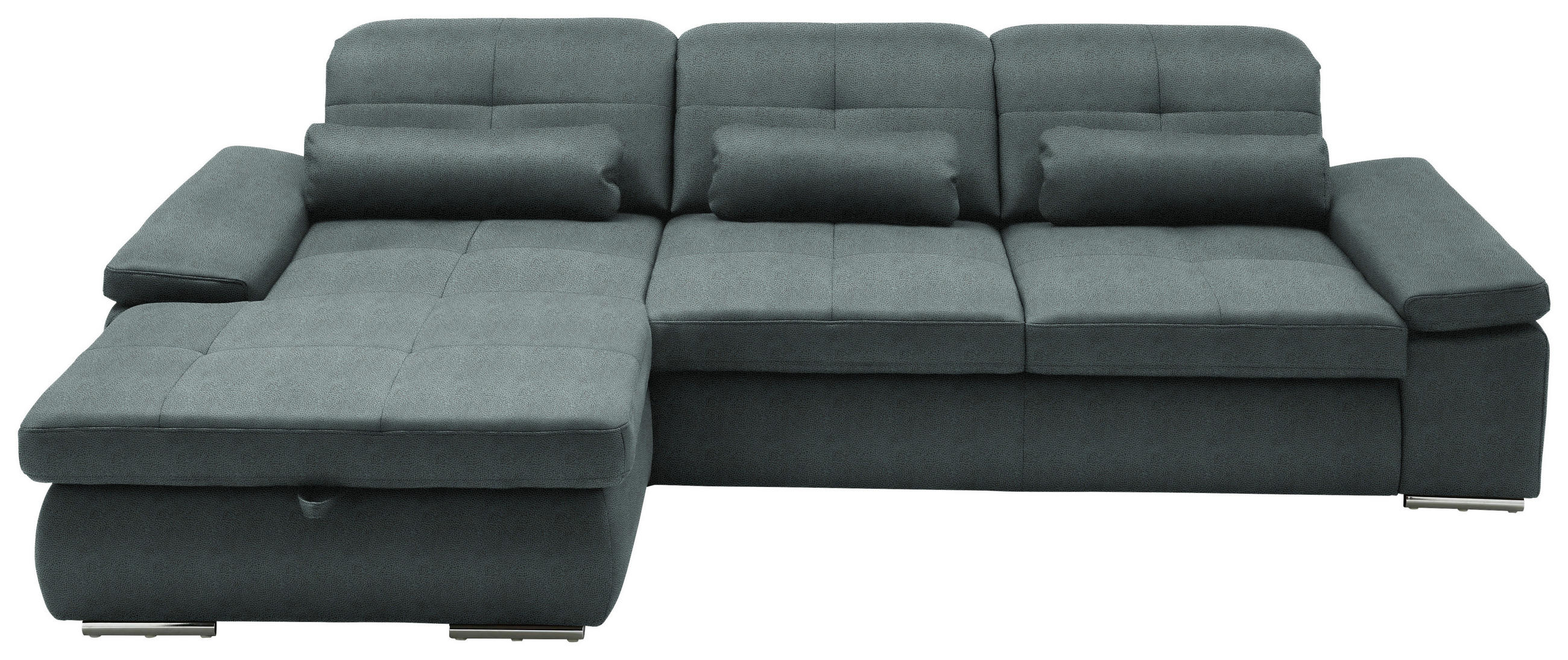 ECKSOFA  in Flachgewebe Blaugrau  195/309 cm  - Chromfarben/Blaugrau, Design, Textil (195/309cm) - Beldomo Style