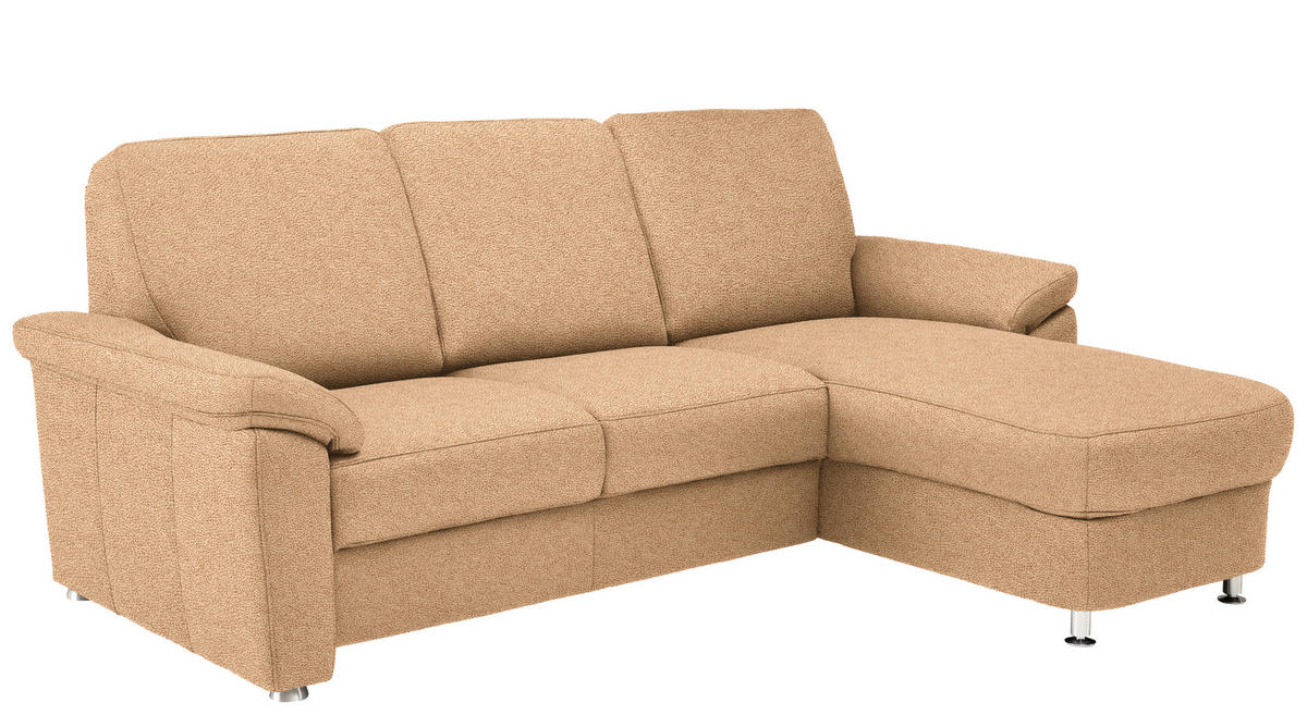 ECKSOFA in Flachgewebe Hellbraun  - Chromfarben/Hellbraun, Konventionell, Textil/Metall (250/163cm) - Beldomo System