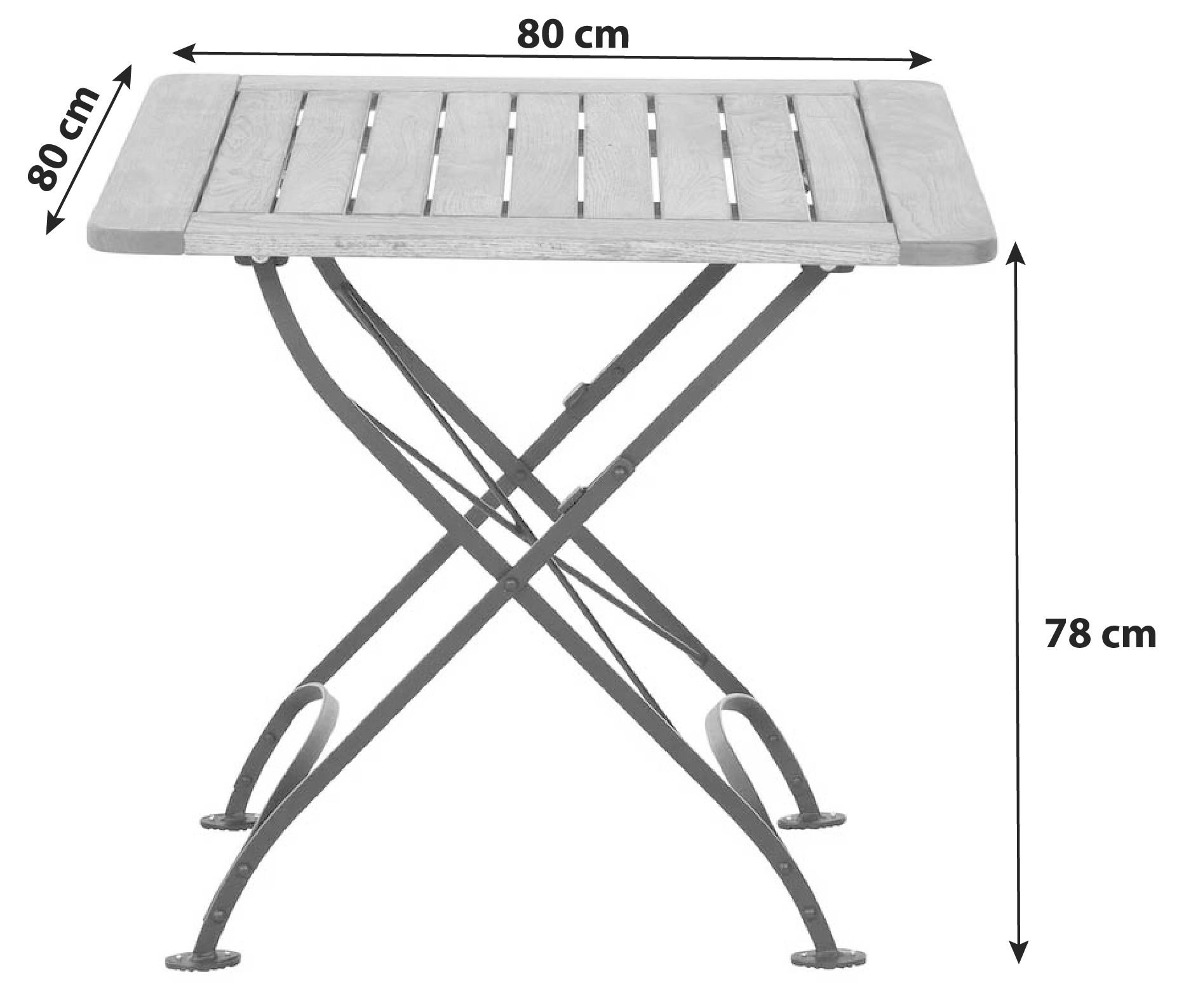 GARTENKLAPPTISCH 80/80/78 cm - Robinienfarben/Schwarz, KONVENTIONELL, Holz/Metall (80/80/78cm) - Siena Garden