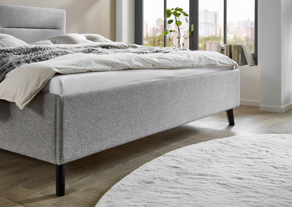 POLSTERBETT 180/200 cm,  in Grau,  - Schwarz/Grau, Basics, Holz/Textil (180/200cm) - Boxxx