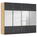 SCHWEBETÜRENSCHRANK  in Schwarz, Eiche Artisan  - Chromfarben/Schwarz, Design, Glas/Holzwerkstoff (271/223/68cm) - Novel