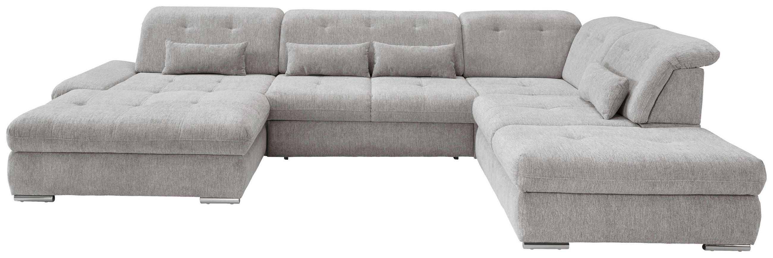 WOHNLANDSCHAFT Silberfarben Chenille  - Chromfarben/Silberfarben, Design, Textil/Metall (195/376/254cm) - Livetastic