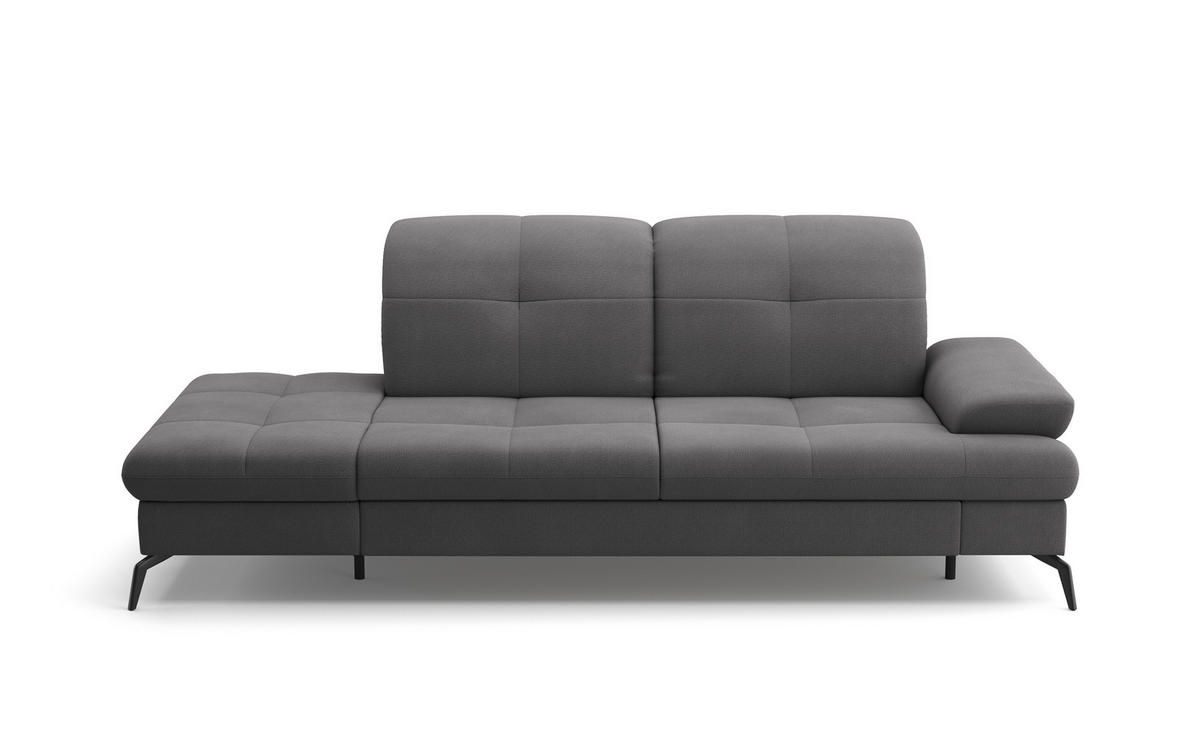 RÉCAMIERE in Flachgewebe Grau  - Schwarz/Grau, KONVENTIONELL, Textil/Metall (231/90/122cm) - Sit & More
