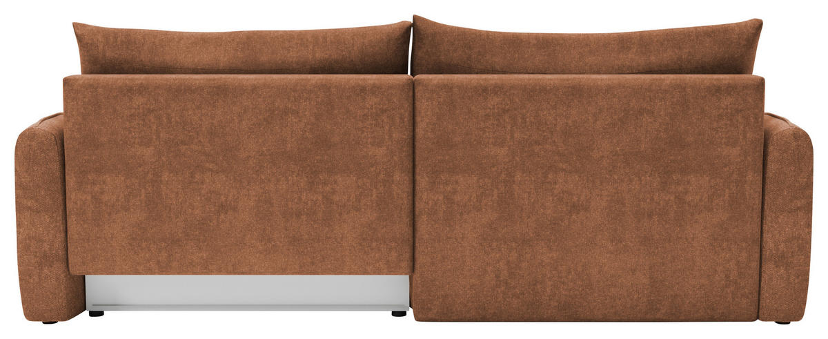 ECKSOFA Terracotta Struktur Rückenkissen, Bettkasten, Schlaffunktion, Rücken echt, Liegefläche im Originalstoff  - Terracotta/Schwarz, KONVENTIONELL, Kunststoff/Textil (148/266cm) - Milino