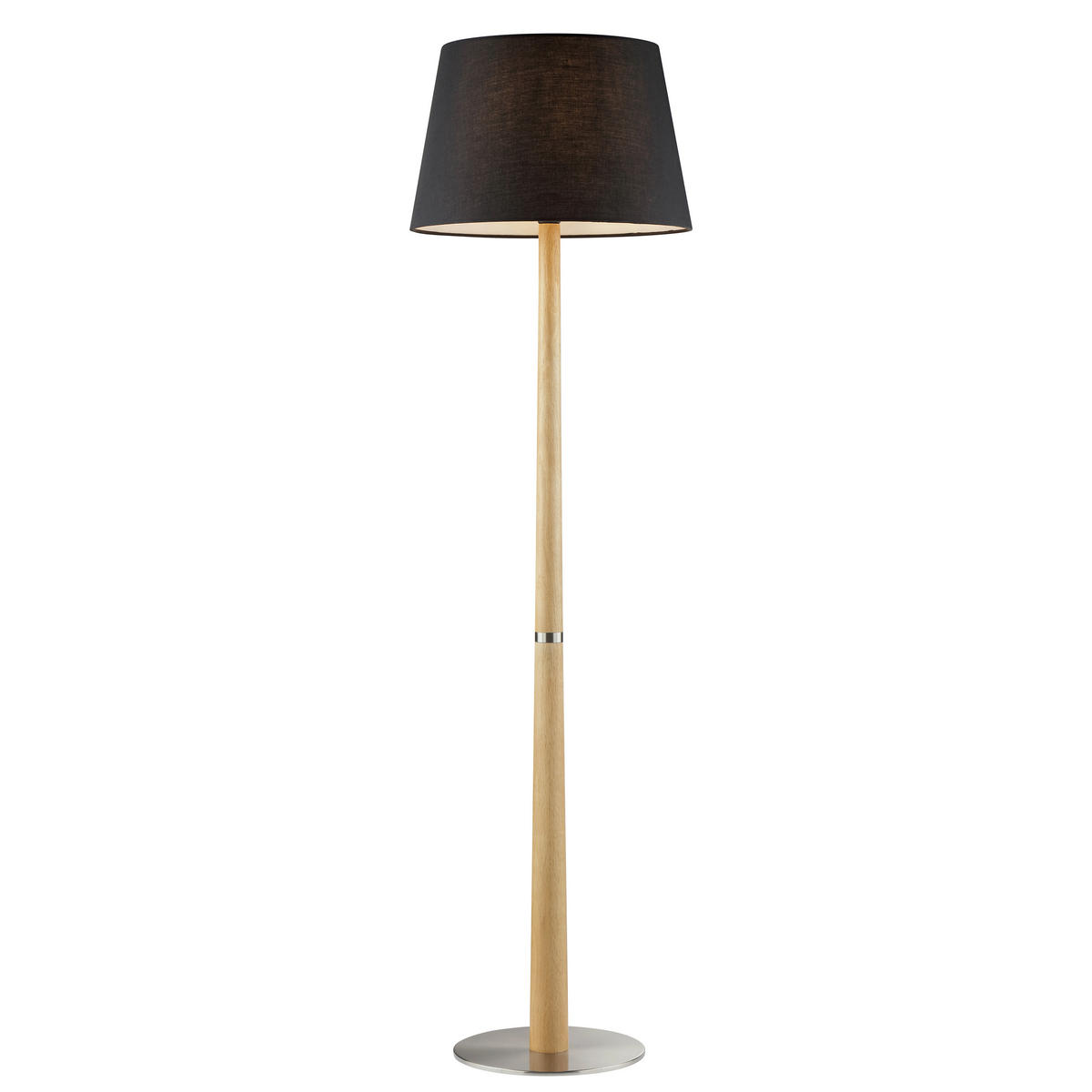 STEHLEUCHTE Timber 40/141 cm  - Schwarz/Nickelfarben, Natur, Textil/Metall (40/141cm)