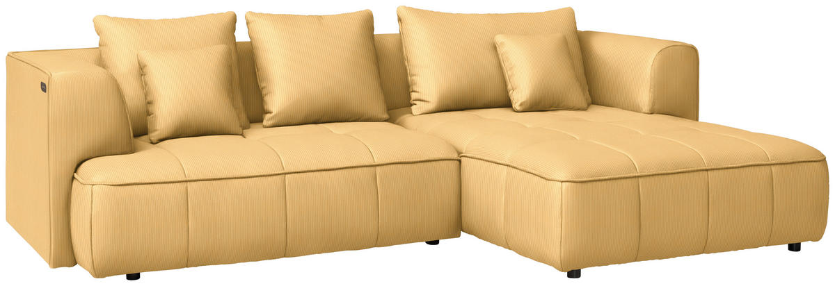 ECKSOFA  in Feincord Gelb  288/188 cm  - Gelb/Schwarz, Design, Kunststoff/Textil (288/188cm) - Welnova