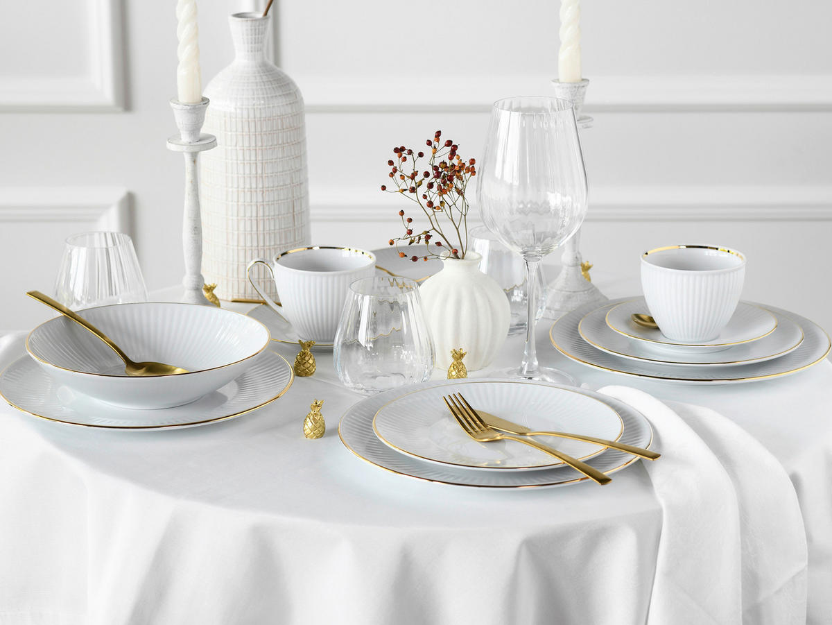 KOMPLETT SERVIS Valencia 30 delar  - vit/guldfärgad, Design, keramik - Creatable